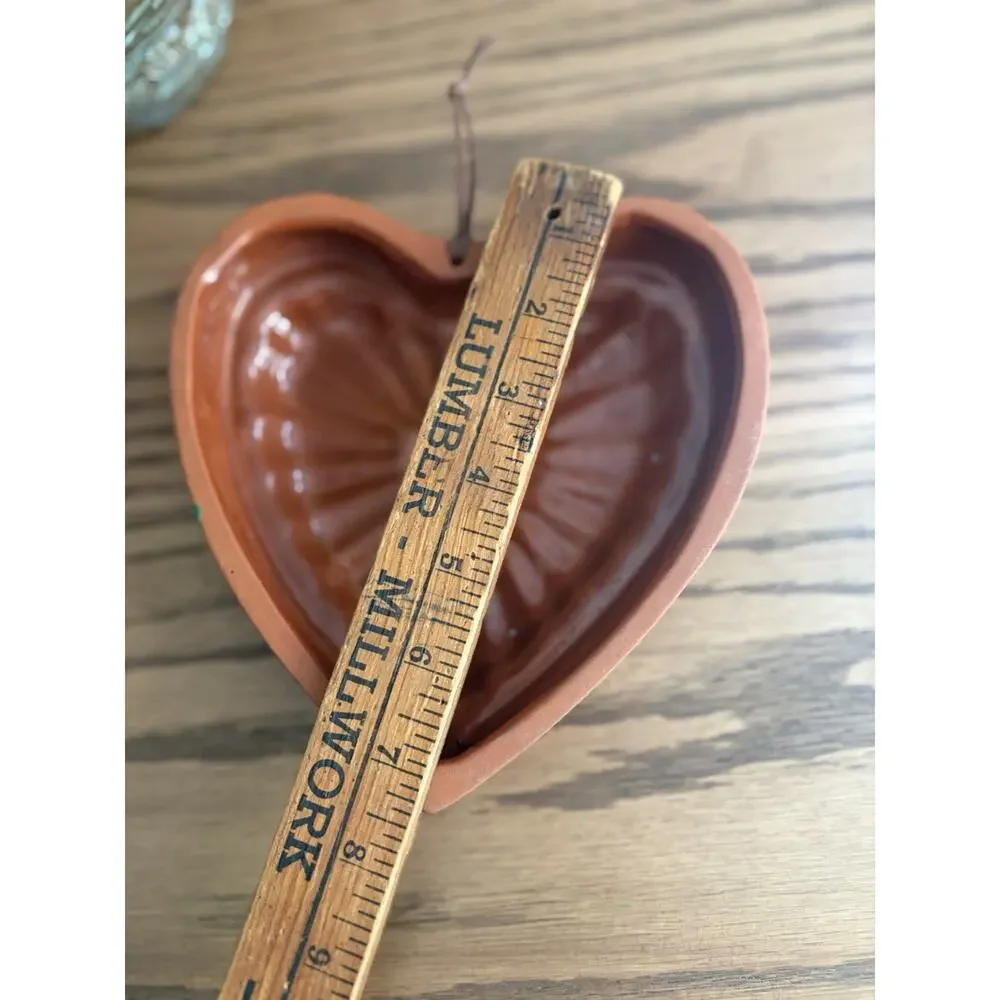 Vintage Clay Mold Heart Shaped Terracotta Decorative Mold With Hanger